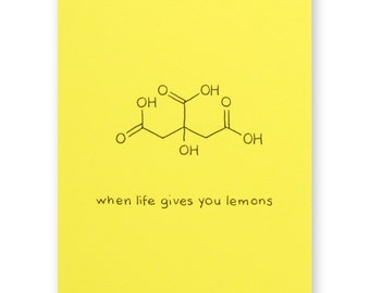 Chemistry Graduation Card | Life Gives Lemons Molecule Science Nerd | Encouragement Geek Foodie Lemonade Chemist Citric Acid Teacher Tutor