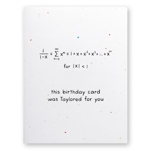 carte d'anniversaire de maths | Anniversaire Tournesol série Taylor | Somme des nombres mathématiques nerd geek | Statistiques Mathématicien Professeur de mathématiques