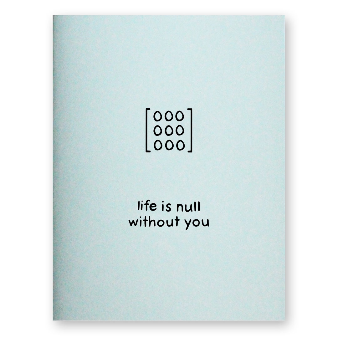 Math Valentine Card | Algebra Null Matrix Love or Anniversary Card ...