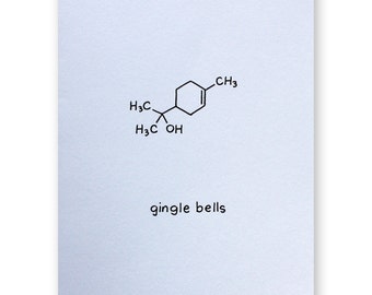 Gin Holiday Christmas Card - Gingle Bells - Molecule Card - Alcohol Chemistry Science Nerd Geek Card