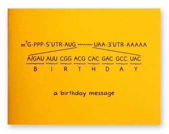 Biology Genetics Birthday Card - mRNA RNA Biochemistry Scientist Nerd - Chemistry DNA Birthday Message Scientific Teacher Tutor Mentor Geek