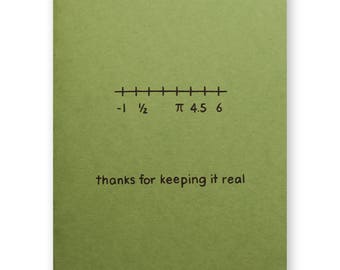 Thanks for Keeping it Real Numbers Thank You Card - Math Grad Math Major Math Minor- Mothers Fathers Family - Nerd Geek Science Engineer