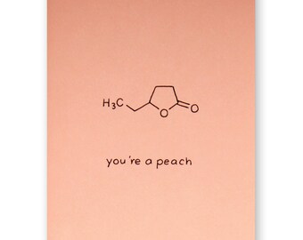 Chimie Merci carte | Peach Science Merci | Vous êtes un peach foodie food fruit | Professeur Tuteur Nerd Geek Biologie Moléculaire Biochimie