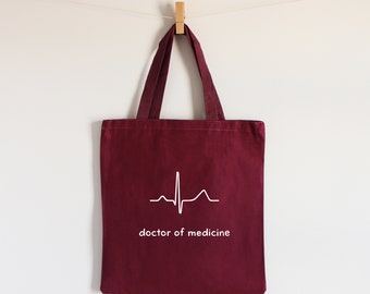 Doctor Bag QRS Lifeline Tote - Medical Healthcare Medicine Nerd Bag Lunch Bag Work Bag Grocery Bag Beach Bag Reusable Cotton Bag Geek Gift