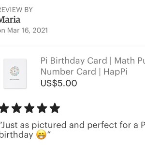 Pi Birthday Card Math Pun Number Card HapPi Birthday Pi Day 314 March 14 Math Maths Nerd Geek Teacher Mathematician Mathematics image 2