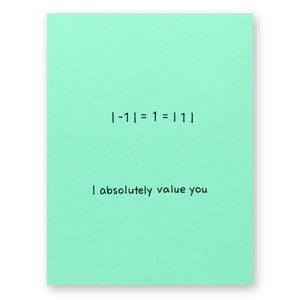 Carte de remerciement valeur absolue - carte numéro de l'amitié - je vous accorde une valeur absolue - carte math nerd geek - carte mentor enseignant