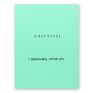 Absolute Value Thank You Card Friendship Number Card I Absolutely Value You Math Nerd Geek Card Teacher Mentor Card image 1