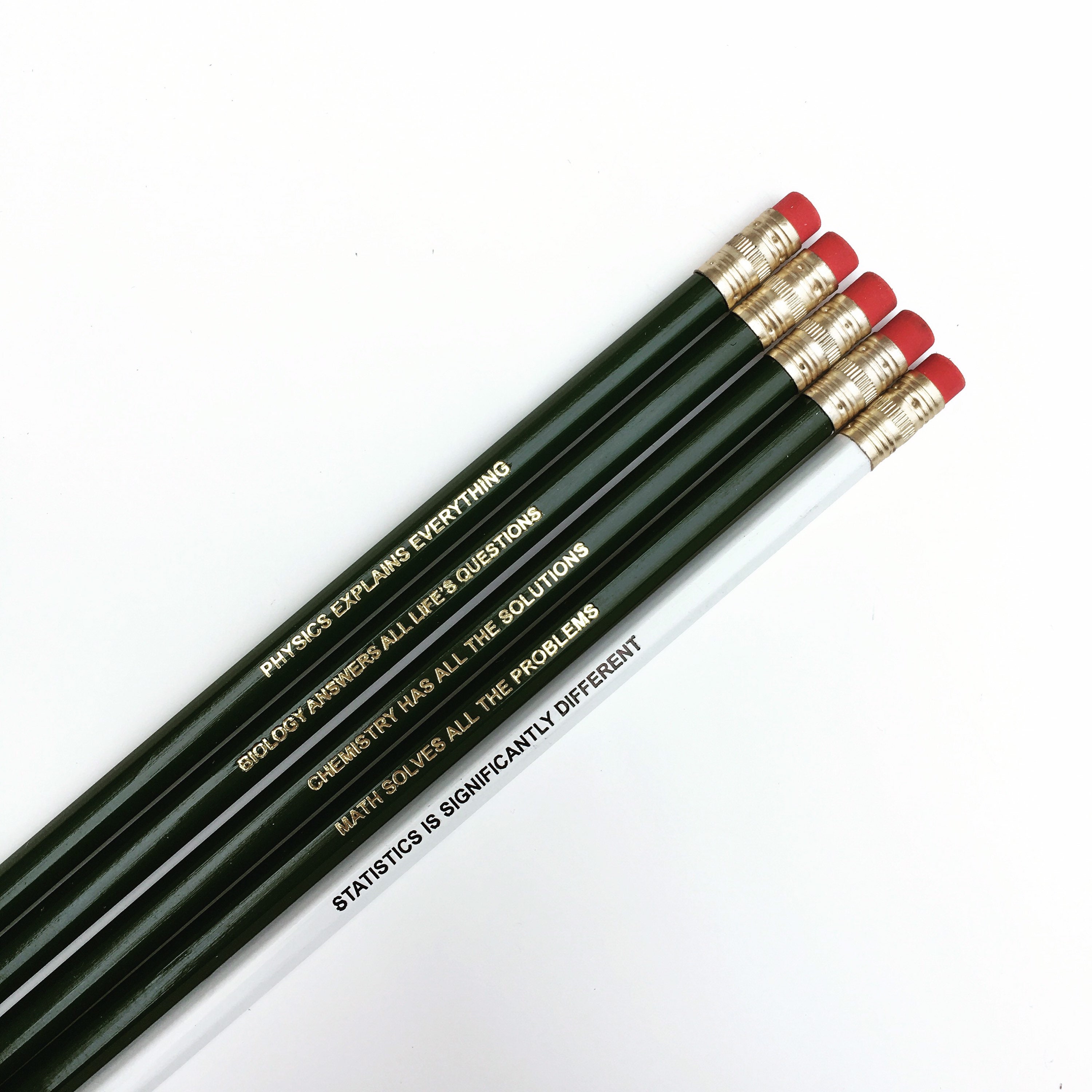 Science Math Pencils Set of 5 Biology Life Chemistry Etsy
