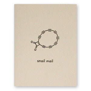 Chimie Escargot Mail Card | Science Molecule Compound | Carte pandémique de réseautage Friendship Keep in Touch | Biologie Génie biochimique