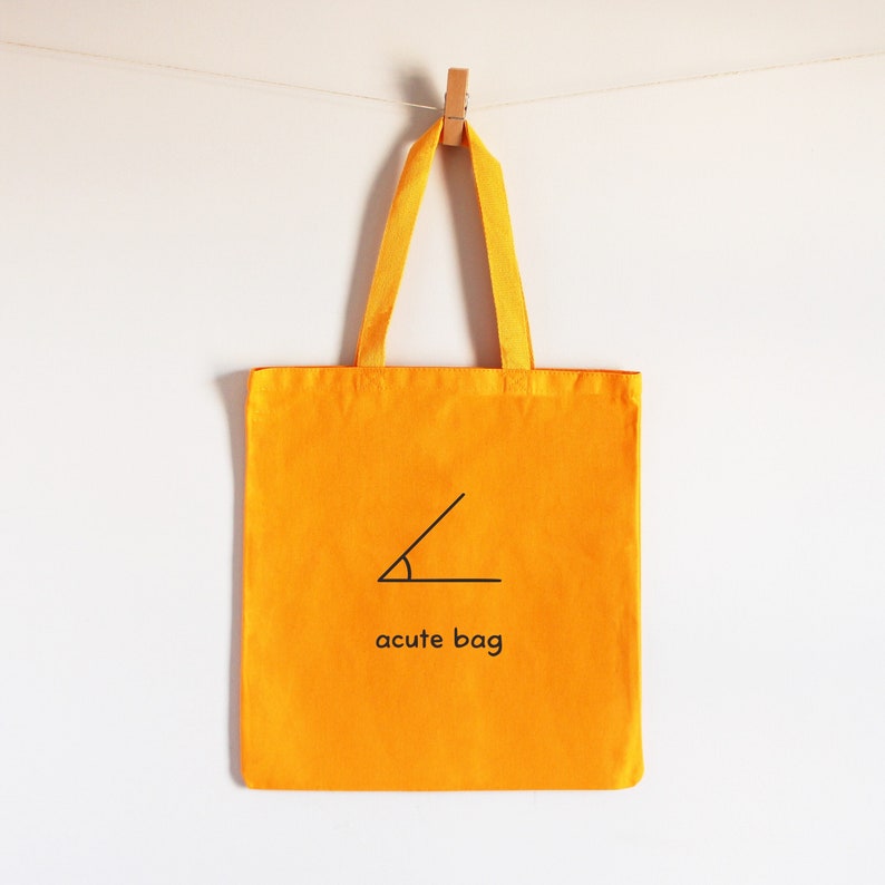 Cute Math Bag Acute Bag Tote Acute Angle Algebra and Geometry Maths Nerd Grocery Bag Bicycle Bag Beach Bag Reusable Cotton Bag image 4