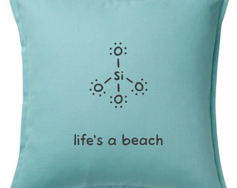 Beach Decor Pillow Cover 20 x 20 in | Cottage Decor Sand Chemistry Life's a Beach Science Cushion Pillow Case Geology Environment Geoscience