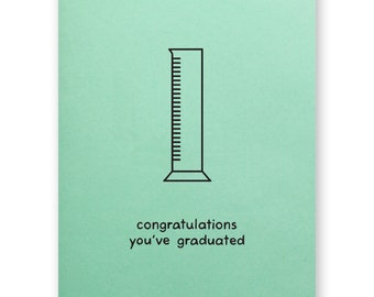 Science Graduation Card | Graduated Cylinder Chemistry Lab Glassware | Biology Biochemistry Doctor Psychology Physics Maths Nerd Geek Grad