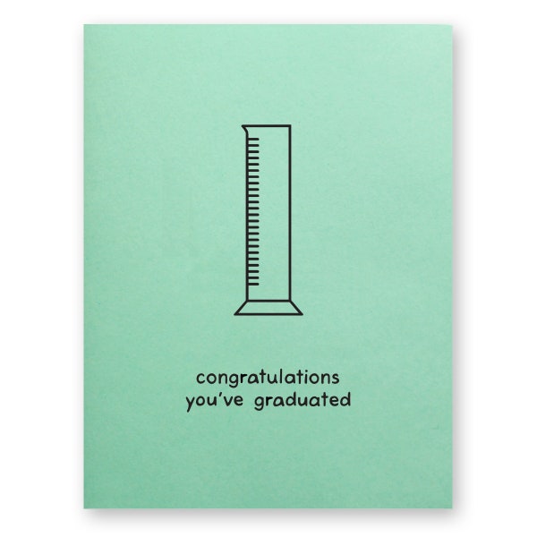 Science Graduation Card | Graduated Cylinder Chemistry Lab Glassware | Biology Biochemistry Doctor Psychology Physics Maths Nerd Geek Grad