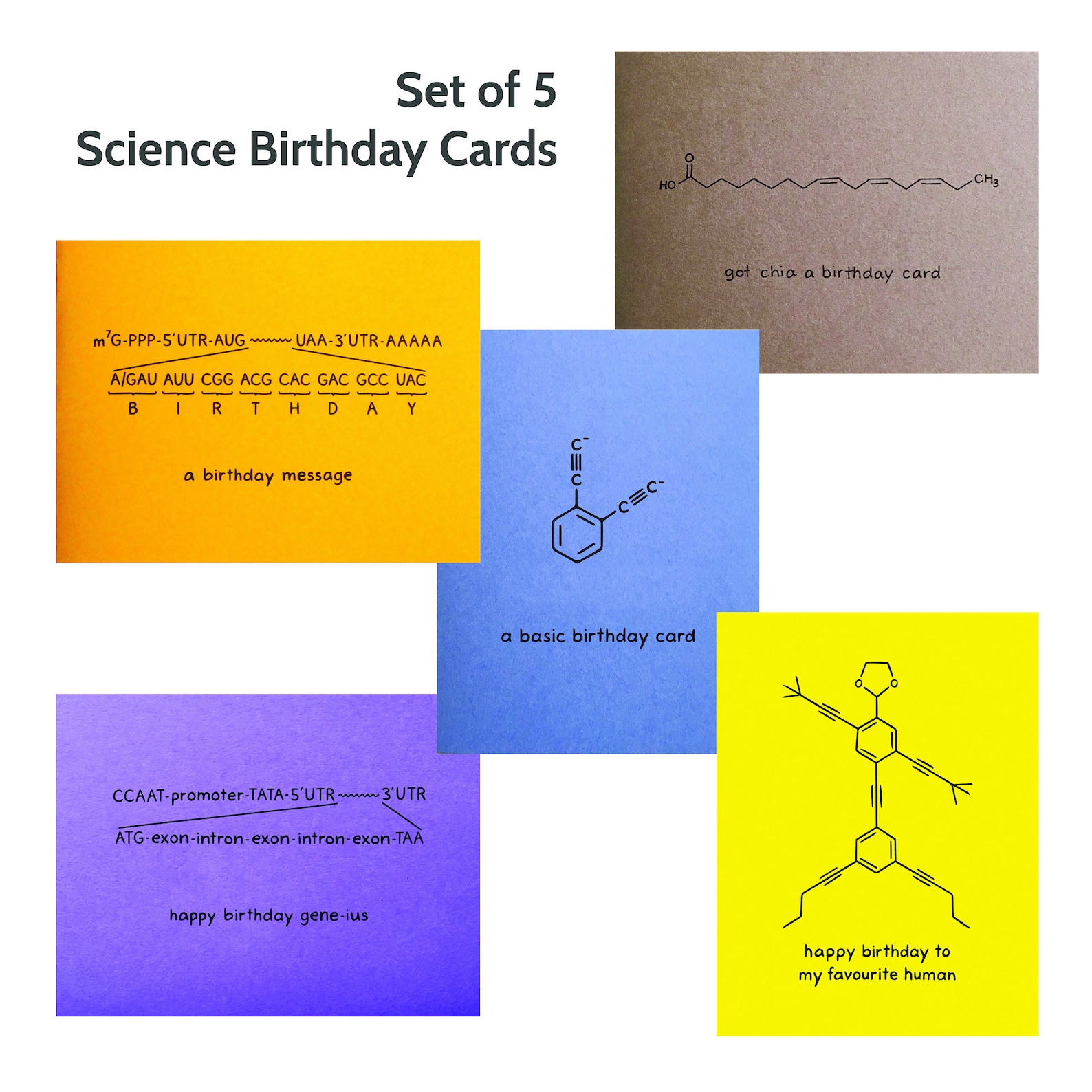 Science Birthday Card Set of 5 Chemistry Biology Etsy