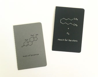 Man of Science Notebook Set | Reach for the Stars pocket notes | testosterone biology chemistry scientist biochemistry psychology science