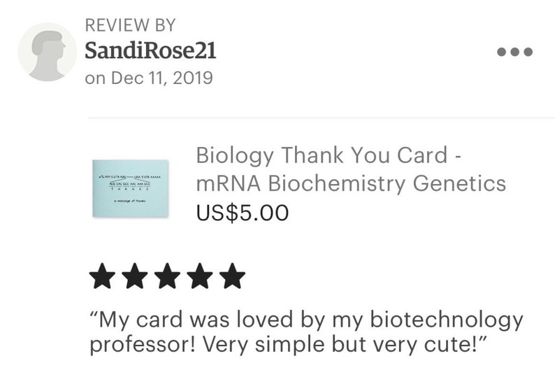 Biology Thank You Card mRNA Biochemistry Genetics Scientist Nerd Geek Chemistry DNA Message of Thanks Teacher Tutor Mentor Scientific image 6