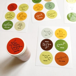 Chemistry Spice Labels Jar Stickers Food Science Herbs Spices 36 Waterproof Stickers Nerd Geek Chef Cook Kitchen House Decor Teacher image 2