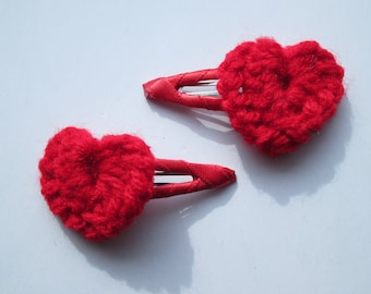 Crochet Playful Possum Heart Applique Scrapbooking Hair Clips