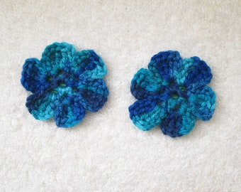 Buy More and Save More Up to 20/% off~~Hand Crochet 5 or 6 Petal Hawaiian Flower Hair Clips~Come in Set of 2.5~Macaw 2