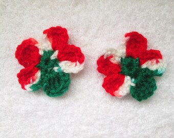 Buy More and Save More Up to 20/% off~~Hand Crochet 5 or 6 Petal Hawaiian Flower Hair Clips~Come in Set of 2.5~Macaw 2