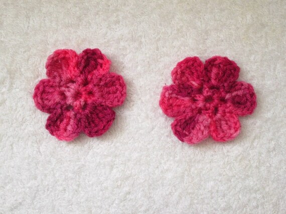 Buy More and Save More Up to 20/% off~~Hand Crochet 5 or 6 Petal Hawaiian Flower Hair Clips~Come in Set of 2.5~Macaw 2