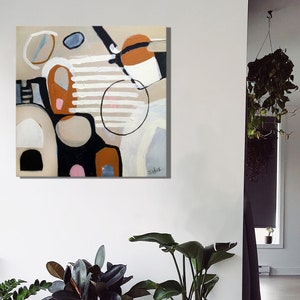 Original abstract painting in neutral, natural colours, Boho art minimalist contemporary acrylic painting by Australian artist Sarina Diakos image 1