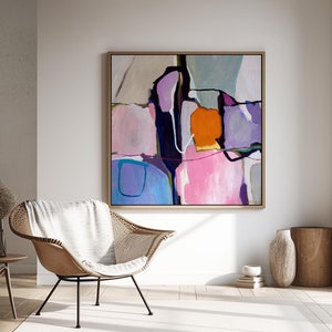 Large purple and pink artwork print, Square abstract painting, Contemporary, colorful home decor, Abstract print from original painting image 1