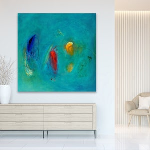 Large abstract print giclee, teal, blue, minimalist print, large blue abstract painting print, abstract art large, painting print turquoise image 1