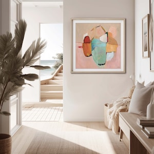 Large pink white and black abstract art painting print from original abstract painting, Extra large wall art print, Contemporary aesthetic.