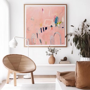Pink pastel minimal style art, Large abstract pastel painting print, Modern abstract pink painting large from origintal abstract painting,