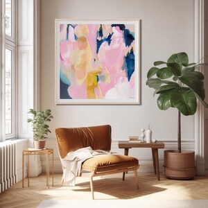 Pink Abstract Art Print, Blush Blue, Modern Wall Decor