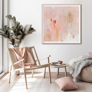 Abstract painting print minimalist wall decor, Light, soft, calming pastel coloured abstract art, Large pale pink wall art. bedroom decor