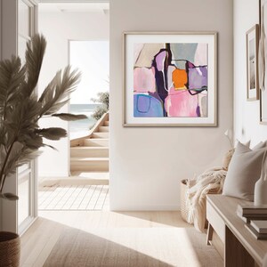 Large purple and pink artwork print, Square abstract painting, Contemporary, colorful home decor, Abstract print from original painting image 2