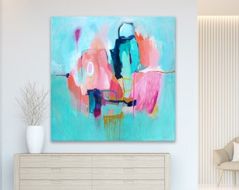 Large wall art, blue abstract print, Australian artist, blue canvas art, aqua, blue abstract art print, blue canvas painting, turquoise