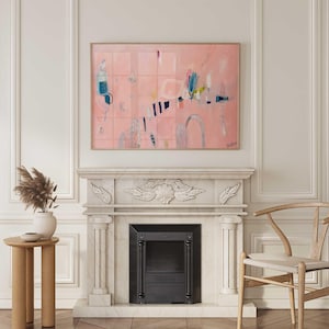 Pink Abstract Wall Art | Minimalist Landscape Print | Modern Horizontal Artwork | Large Pastel Decor | Blush Pink Abstract Art Print
