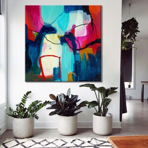 Modern bright colorful statement art abstract, large original abstract painting acrylic, abstract artwork print, living room canvas wall art bild 2