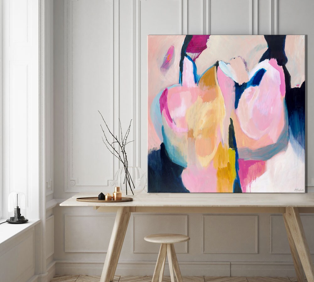 Pink ABSTRACT painting print modern wall decor abstract Etsy