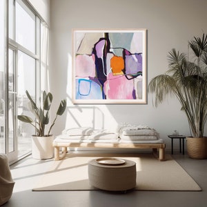 Large purple and pink artwork print, Square abstract painting, Contemporary, colorful home decor, Abstract print from original painting image 5