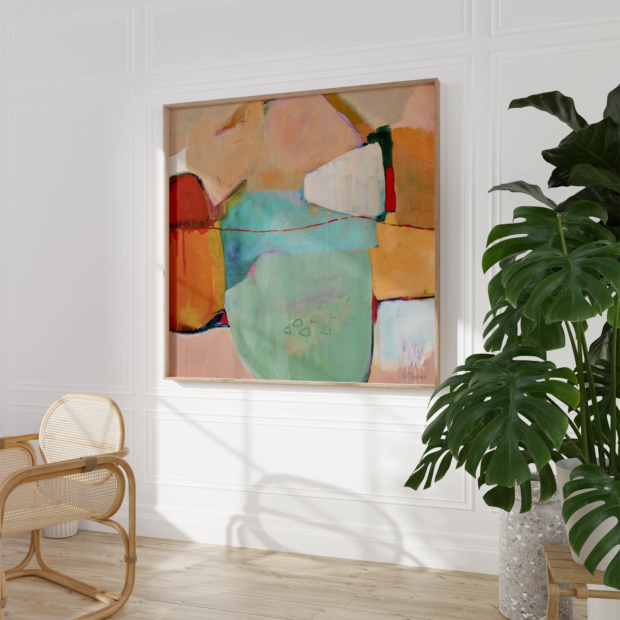 Extra Large Square Modern Organic Abstract Art Print in Earthy Etsy