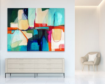 coastal print abstract painting canvas large art for beach house blue turquoise horizontal 30 x 40 wall art print abstract art Sarina Diakos