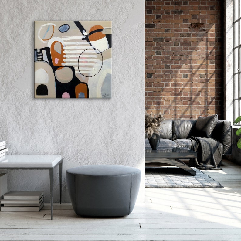 Original abstract painting in neutral, natural colours, Boho art minimalist contemporary acrylic painting by Australian artist Sarina Diakos image 3
