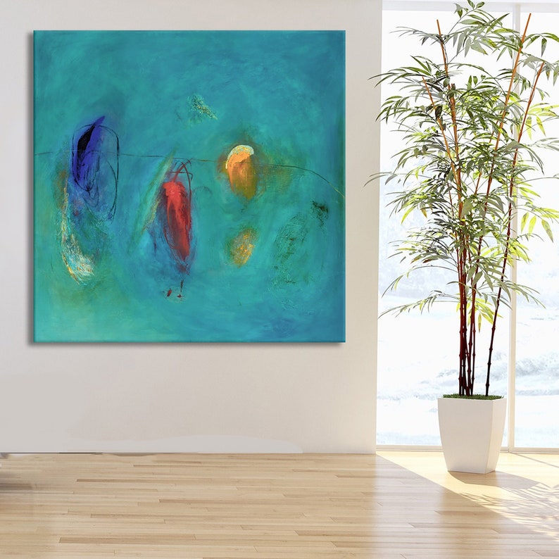 Large abstract print giclee, teal, blue, minimalist print, large blue abstract painting print, abstract art large, painting print turquoise image 2