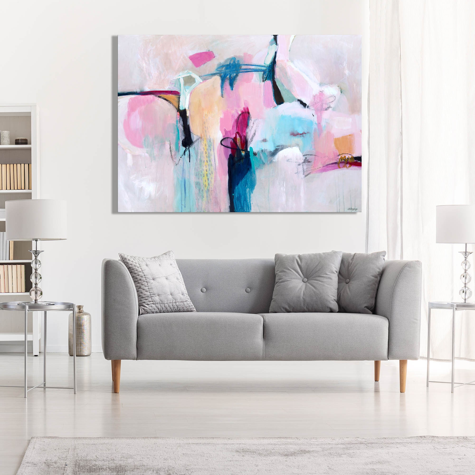 Pink Abstract Wall Decor Print Abstract Art Pastel Large Etsy