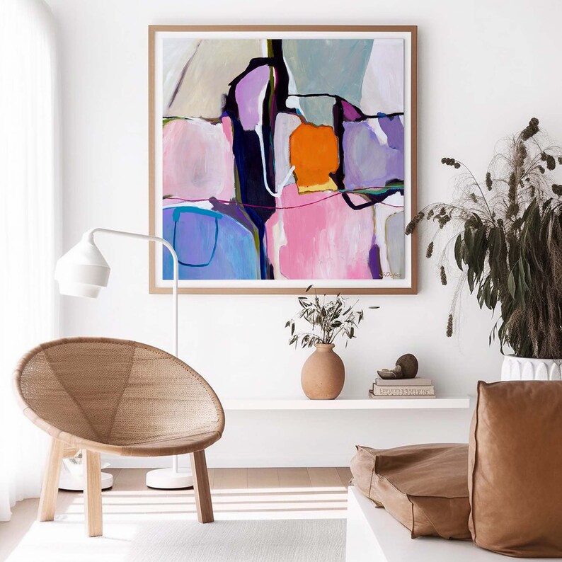 Large purple and pink artwork print, Square abstract painting, Contemporary, colorful home decor, Abstract print from original painting image 4
