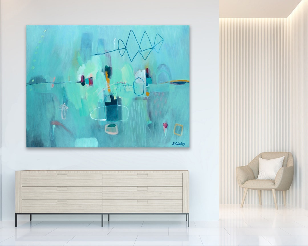 Large Blue Abstract Art Print From My Original Abstract Painting in ...