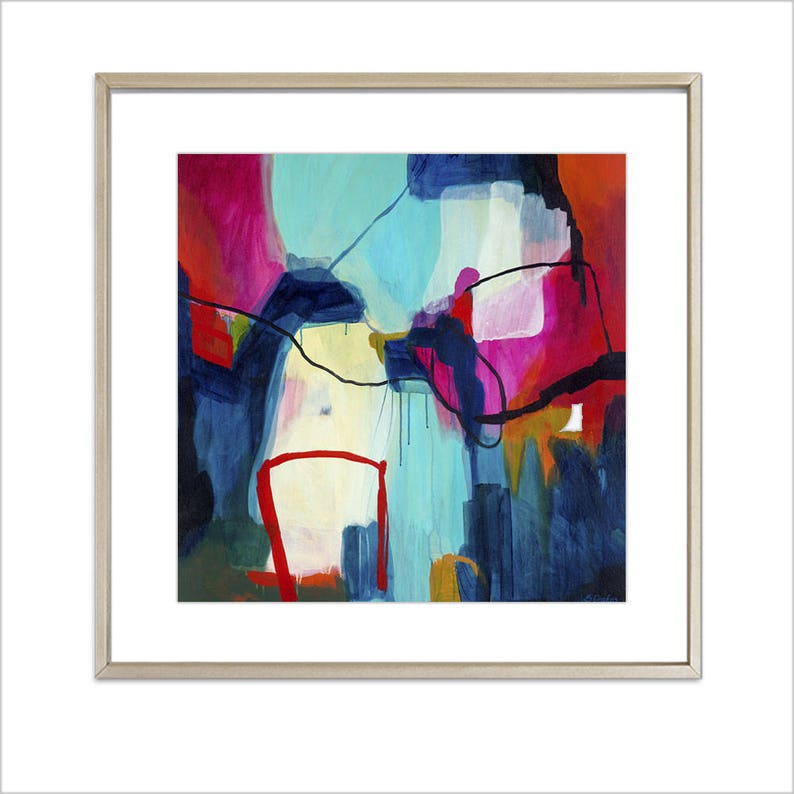 Modern bright colorful statement art abstract, large original abstract painting acrylic, abstract artwork print, living room canvas wall art bild 5