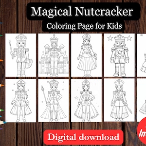 PRINTABLE - Christmas Magical Nutcracker Coloring Pages for Kids (Digital Download)