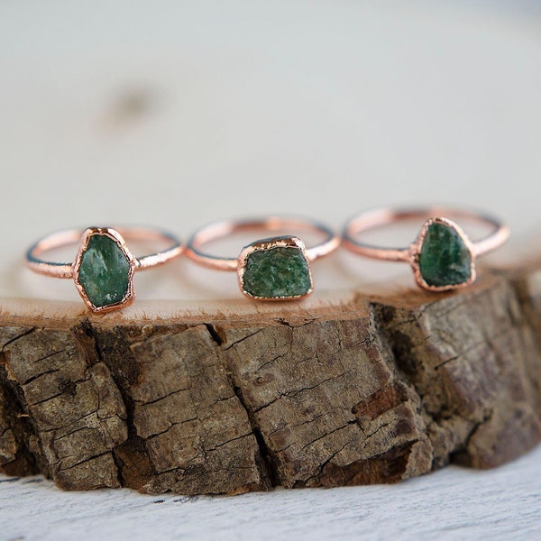 MAY |  raw emerald + electroformed copper birthstone collection ring