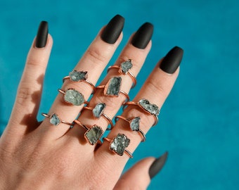 MARCH |  raw aquamarine + electroformed copper birthstone collection ring