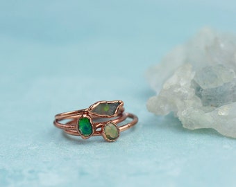 OCTOBER | opal + electroformed copper raw birthstone collection ring